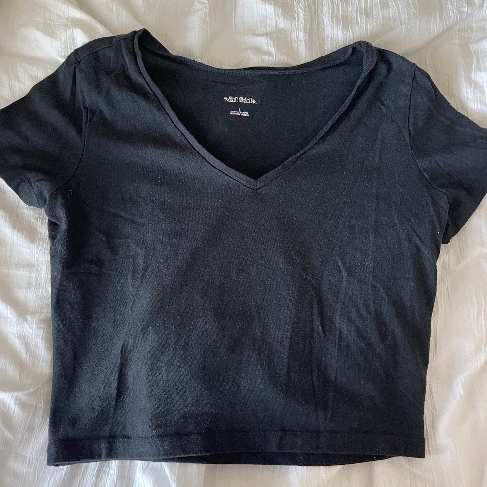 Wild Fable Large Black Crop T-Shirt